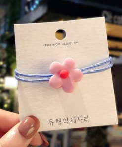 Dây Buộc Tóc Cao Su In Họa Tiết Hoa Nhỏ Màu Sắc Ngọt Ngào